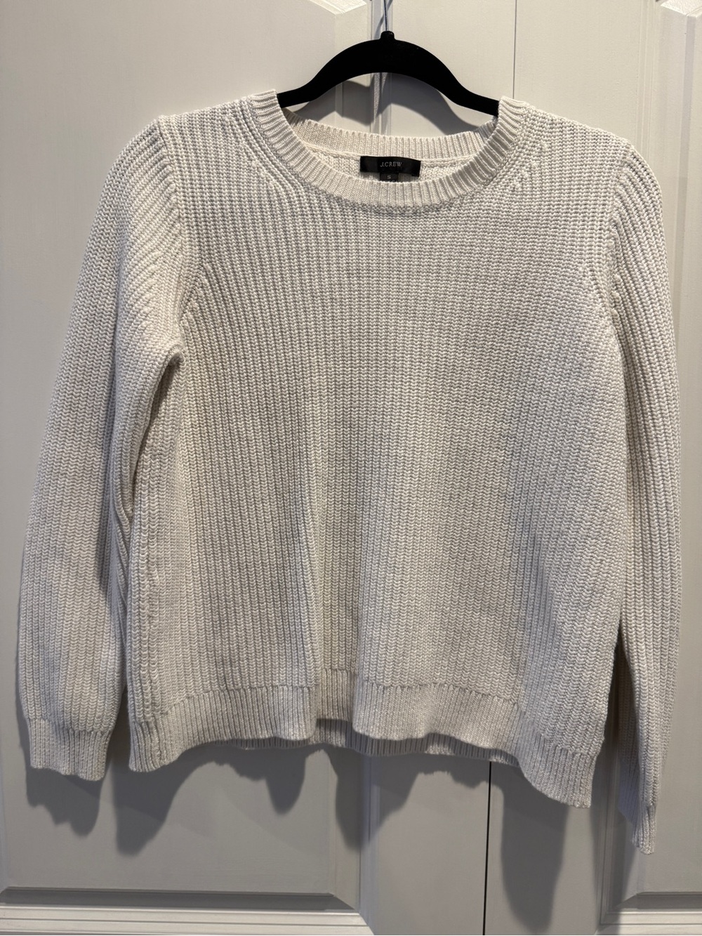 J. Crew Women's Cotton/Cashmere Blend White Ribbed Crewneck Sweater Size Small